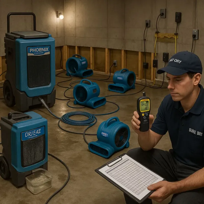 Structural Drying and Dehumidification process in Hudson, IL